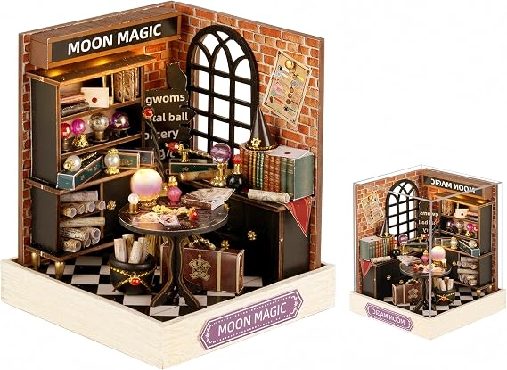DIY Dollhouse, Miniature House Kit, Mini Dollhouses, 3D Wooden Kit with LED and Dust Cover, Handmade Crafts for Children Teens Adults Friends Birthday Home Decor(Magic)