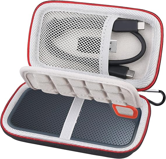 Lacdo Hard Case for SANDISK Extreme Portable SSD (New/Old Model), SanDisk Portable SSD External Solid State Drive 1TB 2TB 4TB 500GB 8TB Shockproof Water Repellent SSD Case Storage Travel Bag, Black