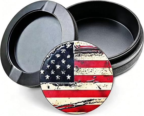 Metal Can | Metal Container | Pouch Container | Small Storage Tin (American Flag (C))
