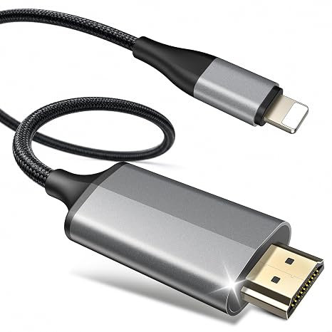 Lightning to HDMI Adapter for iPhone to TV/Projector/Monitor | 1080P@60Hz Screen Mirroring Cable | Plug & Play, No Power Needed | 6.6ft/2m Compatible with iPhone14/13/12/11/XS/XR/8+/7/iPad
