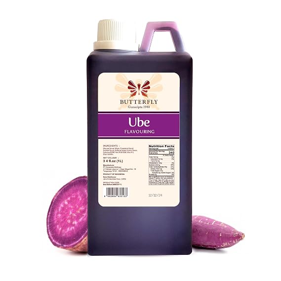 Ube Purple Yam Flavoring Extract Restaurant Size by Butterfly 1 Liter, 34 Fl. Ounce | Restaurant Size, 34 Fl Ounce, Filipino Ube Extract for Baking, Latte, Cake & Cookies, Flavor Enhancer for Ice Cream