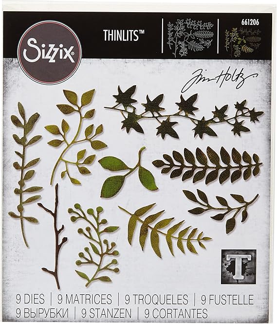 Sizzix Leafy branch, steel, Zweig mit Blättern, 10.8cm x 3.8cm - 3.8cm x 3.2cm