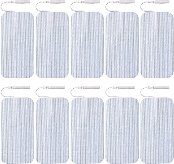 10 Pieces Large Electrode Pads for TENS Unit Replacement Pads for TENS Machine 2mm PIN Connector - 2x4 Inches Self-Adhesive Electrodes