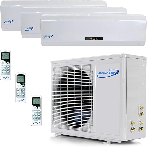 3 Zone Mini Split - 9000 + 12000 + 12000 - Ductless Air Conditioner - Pre-Charged Tri Zone Mini Split - Premium Quality - USA Parts & Support