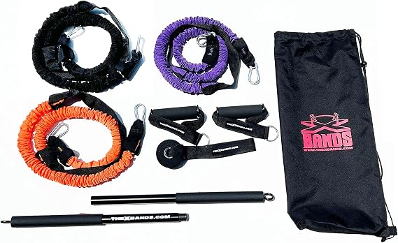 The X Bands Extra Strong Exercise Bar Fitness Gear 3-Piece Steel Bars with Long Resistance Bands for LAT Pull Down, Curls, Tricep, Bicep Workout - Home Gym, Travel Equipment