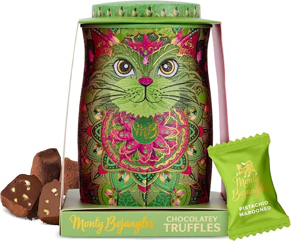 Monty Bojangles Jade Mirage Cocoa Dusted Luxury Chocolate Truffles Cat Tin