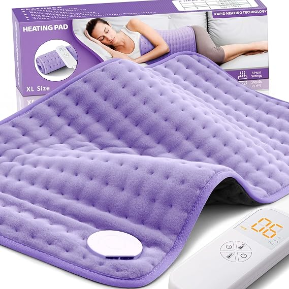 Heating Pad for Back, Neck & Shoulders, Soft Electric Heating Pad with Moist & Dry Heat, Auto-Off, Machine Washable, Birthday Gifts for Women