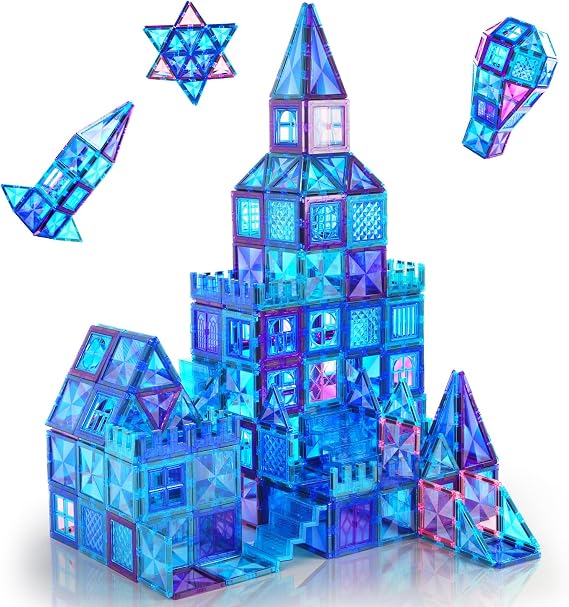 AFUNX Diamond Magnetic Tiles,116PCS Sturdy-Build STEM Toys for Kids