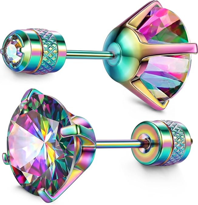 Subiceto 1 Pair Titanium Stud Earrings for Women Men Hypoallergenic