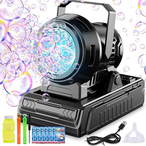 SHCKE Automatic Bubble Machine 10 Holes Bubble Blower,45 Adjustable