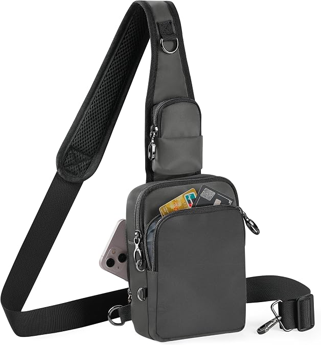 Crossbody Bag Anti Theft Sling Bag for Women Men RFID Blocking, Small Shoulder Chest Bags with Zipper Lock