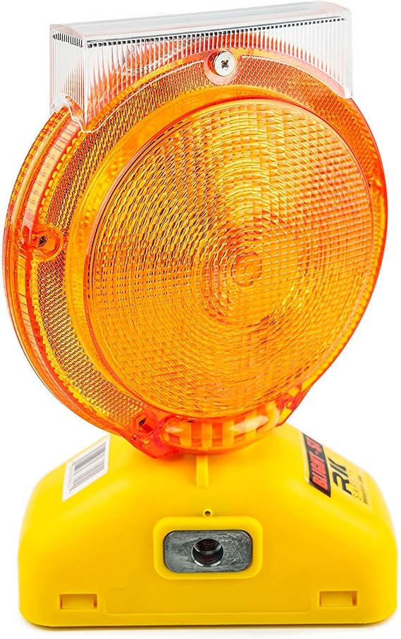 (Pack Of 6) BLIGHT-ST Solar Rechargeable Barricade Amber LED Warning Lights | Traffic signal Flashing 2-Sided Visibility, Type A/C, 3-Way Operation Switch | W/Switch Pin and Bolt