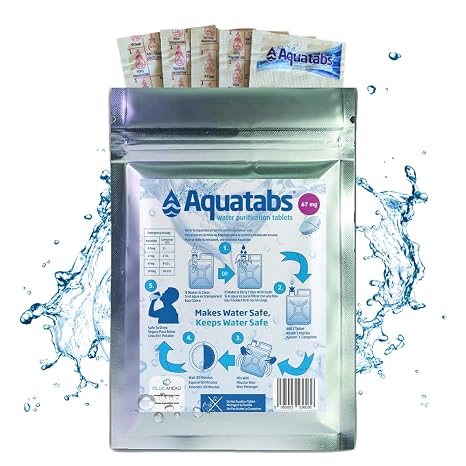 Water Purification Tablets 67mg (NaDCC) x 50 – Treat 10 Litres per Tablet – Camping, Travel & Emergency