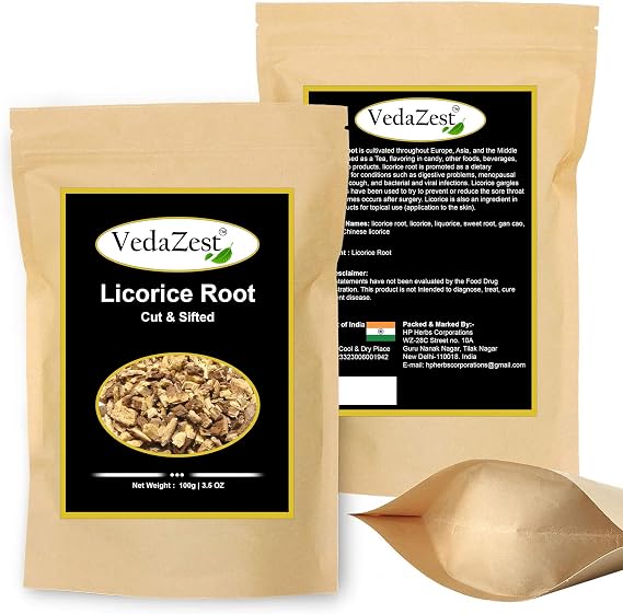 Natural Licorice Root (100g), Non-GMO, Dried & Pure Licorice Root Tea, Mulethi, for Digestion, Skin Health, Hair & Face