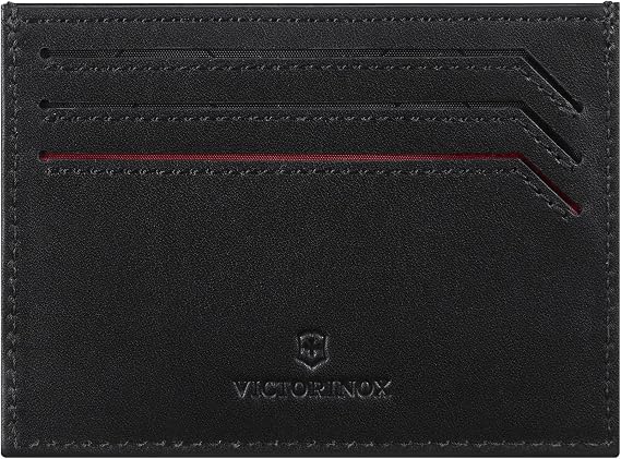 Victorinox Altius Alox Slim Card Case, RFID korumalı deri kart kılıfı, kadın/erkek, kart ve yan bölmeli, siyah, Siyah, 1 x 9 x 10 cm, Kartlık