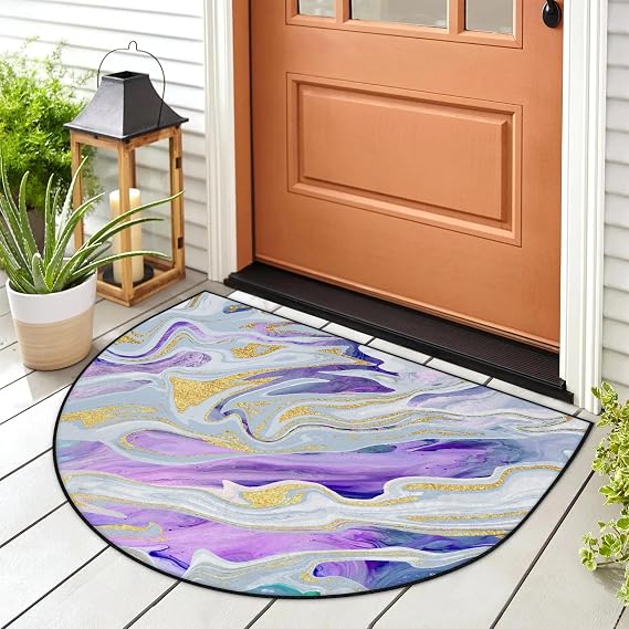 Beautiful Juicy Marble Half Round Door Mats Welcome Front Doors Rug Indoor Outdoor Half Moon Doormat for Farmhouse Home Kitchen Patio Entryway Decor Absorbent Semicircular Circle Mat 3 x 2