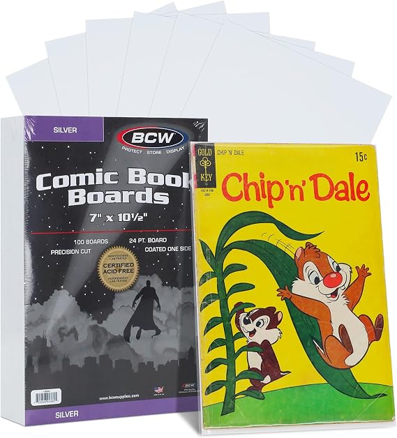 BCW Silver Age Comic Backing Boards, 7 x 10.5 Inches, 24 Pt, 100 Count