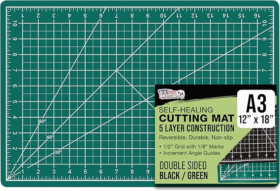 U.S. Art Supply 12"x18" Self-Healing Cutting Mat 5-Ply 2 Pack Green/Black