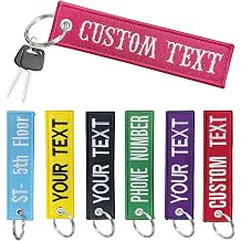 QJS PATCH Custom Keychain,Personalized Keyring,Colored Key Tag, Double Sided Embroidery Keychain Tag with Text/Number，Key Ring Accessories for Motorcycles,Scooters,Cars and Gifts