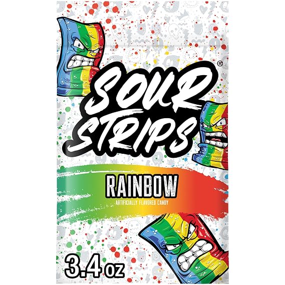 SOUR STRIPS Rainbow Flavored Chewy Candy Bag, 3.4 oz