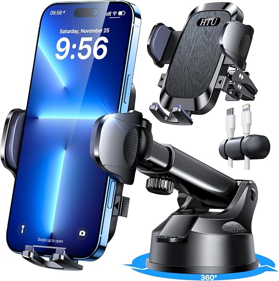 Upgraded Strongest Suction & Pro Military-Grade Certs Ultimate Car Phone Mount360Rotatable SuctionCell Phone Holders Truck Stand for Dashboard Windshield Vent for iPhone 17 Pro Max Samsung,Black