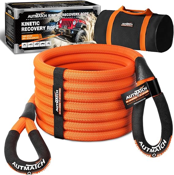 AUTMATCH Kinetic Recovery Rope 1" x 20FT - 48,000LB Off-Road Snatch Strap