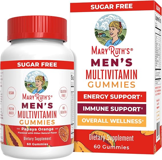 MARYRUTH'S Men's Multivitamin Gummies, Energy Metabolism, Vegan, 60 Count