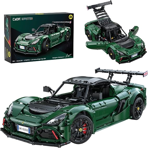 CADA Bricks Lotus Exige Cup 430 Supercar 1:8 Scale Building Kit – 3,730 Pieces, Large 21 Inch Race Car Model, Advanced Collector Construction Set for Adults and Teens 14+