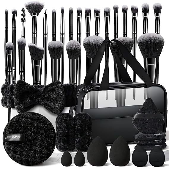 HGHDBT 40Pcs Black Makeup Brushes Set Professional Makeup Kit Multi-functional Makeup Tool Set with Case Facial Makeup Accessories, Foundation Makeup Brush Kit Eye and Face Make up Brushes & Tools