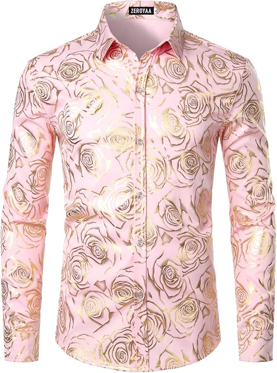 ZEROYAA Men's Modern/Fitted Button Down Shirt