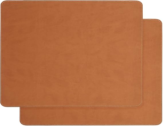 Ocean Home Textile 2-Piece Tan Color Leather American Serving 40 x 30 cm