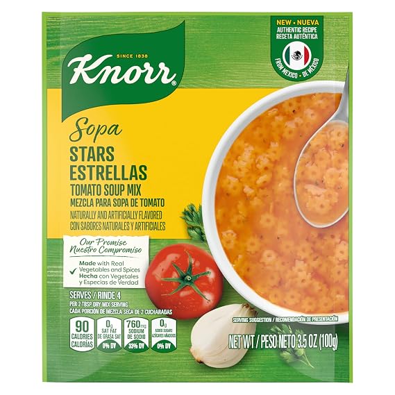 Knorr Sopa Tomato Soup Mix with Star Pasta 3.5 oz, Seasoning Mix, 1PK