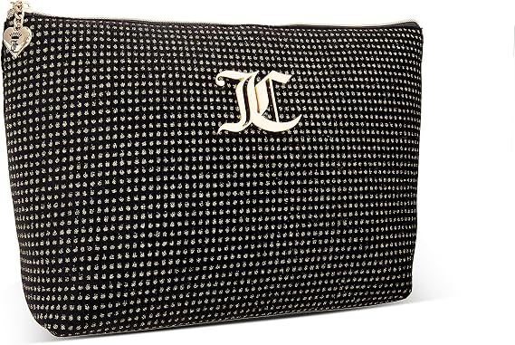 Juicy Couture Glitter Dots Black Makeup Bag Velour Wedge