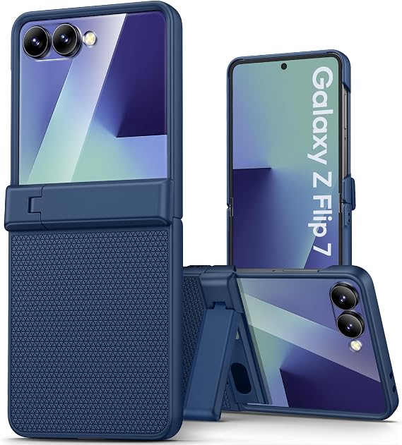 Vihibii for Samsung Galaxy Z Flip 7 Case Slim with Kickstand, 2025 5G, Blue