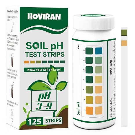 Soil pH Test Kit-125 Soil pH Test Strips (3-9 Range) for Gardens Lawns