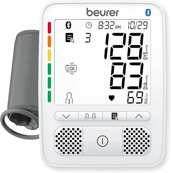 Beurer Premium 800 Upper Arm Blood Pressure Monitor with Bluetooth and Talking Function, Universal Cuff, Backlit Display and Cuff Position Indicator for Accurate Blood Pressure Machine Results
