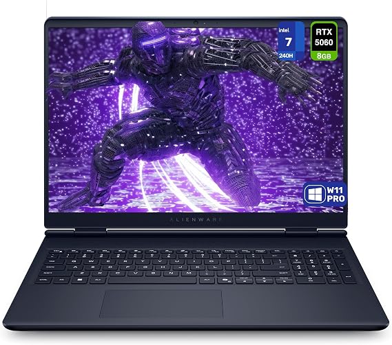 Dell Alienware 16 Aurora Gaming Laptop, Intel 7-240H, 32 GB DDR5 RAM, 1 TB PCIe SSD, 16" WQXGA (2560x1600) 120Hz Display, Nvidia G-Force RTX 5060, Backlit Keyboard, W11 Pro, Blue