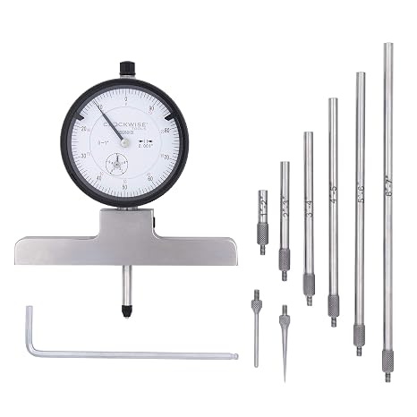 Clockwise Tools Dial Depth Gauge, DDGR-0105 0-1", Plus 1"-2", 2"-3", 3"-4", 4"-5", 5"-6", 6"-7" Extensions