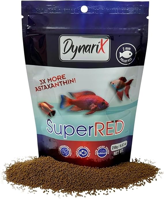 Northfin DynariX SuperRED Fish Food 2mm Sinking Pellets 3X Astaxanthin for Maximum Color Enhancement High-Protein Formula