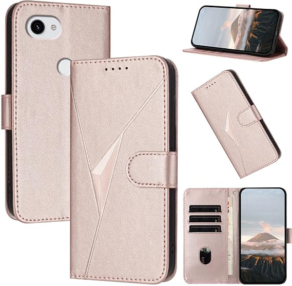 Compatible Google Pixel 3A Case, Wallet Type, Google Pixel 3a Case, Wallet Type, 3D Triangular Pattern, Google Pixel 3a Case, Google Pixel 3a Case, Comfortable Touch, Stand Function, Card
