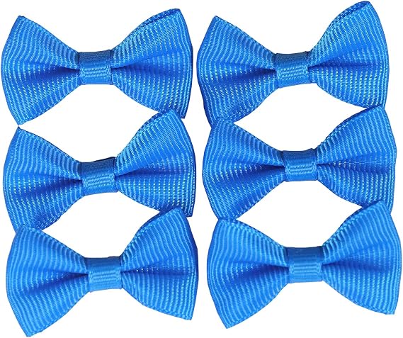 YAKA100PC Grosgrain Ribbon Mini Bow Ties Craft,Scrapbooking DIY Embellishmen Projects,Bowties Decorations for DIY Kids Hair Clips,Pets Hair Bows(1.38") (Blue)