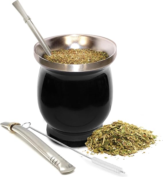 Norte Yerba Mate Cup, 8-Ounces Traditional Mate Tea Cup/Gourd Set, Black