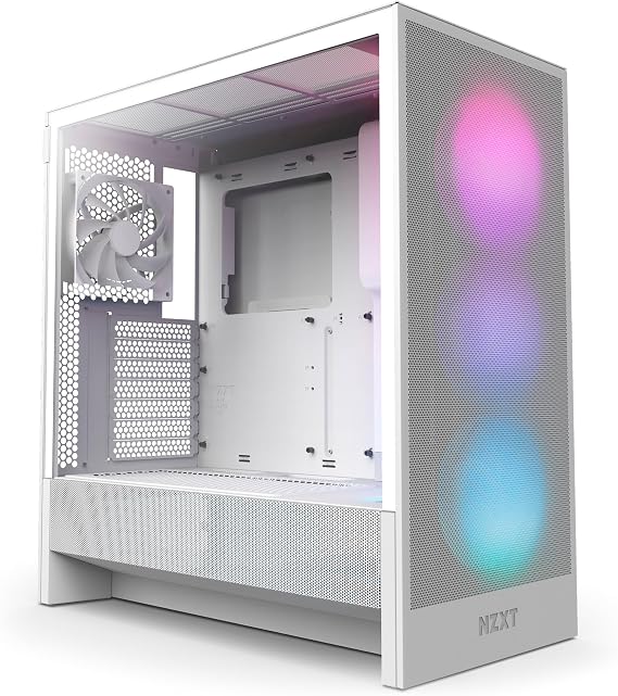 NZXT H5 Flow RGB 2024 - Kompakt ATX Mid-Tower PC Oyun Kasası - Yüksek Hava Akışı - F360 RGB Çekirdek (CV) Dahil - 360mm Ön ve 240mm Üst Radyatör Desteği - Kablo Yönetimi - Temperli Cam - Beyaz | F360 RGB Core fanları, 360 mm radyatör desteği ve temperli camlı kompakt yarı kule. RGB CAM için hazır.