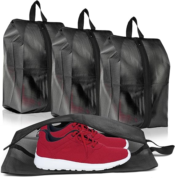 Shoe Bags for Travel, Set of 4 Pack Shoe Travel Bags for Packing, Large Waterproof Portable Travel Shoe Bag with Zipper Travel Gym Soccer Sneaker Golf Dance Essentials for Women and Men