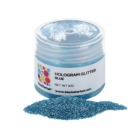 BlackSherbet Hologram Glitter (10 grams) for Gourmet Dessert, Cakes, Cupcakes, Decorating, Cookies, Cake Pops, Fondant (Blue)