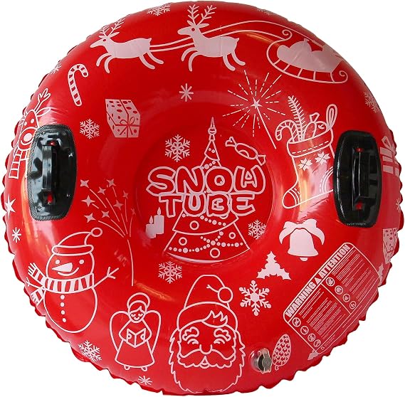 Heavy-Duty Inflatable Snow Tube Sled with Handles, Bottom Protection for Winter Sports, Outdoor Activities, Sledding