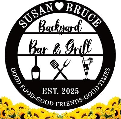 Custom Bar and a Grill Metal Sign, Personalized Bar Sign, Personalized Grill Sign,Man Cave, Club, Custom Metal Bar Decor,Backyard Patio Kitchen for BBQ Outside Wall Decor