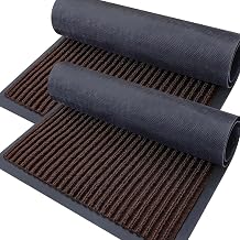 OLANLY Front Door Mat Indoor Outdoor Entrance, 2-Pack 47 x 32 Inch, Waterproof Heavy Duty Doormat, Fade Resistant, Low Profile, Easy Clean Patio Porch Welcome Floor Mats for Entry, Brown