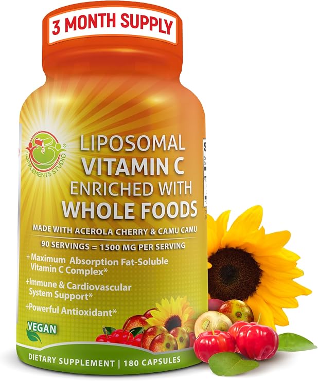 Liposomal Vitamin C Supplement 1500mg with Organic Acerola & Camu Camu