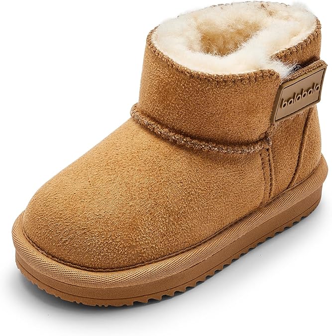 Balabala Kids Winter Snow Boots, Water-Resistant, Faux Fur, Suede, Warm | Kids, Girls, Boys, Snow Boots, Winter Boots, Water Resistant, Faux Fur, Suede, Warm, Insulated, Non-Slip Sole, Durable